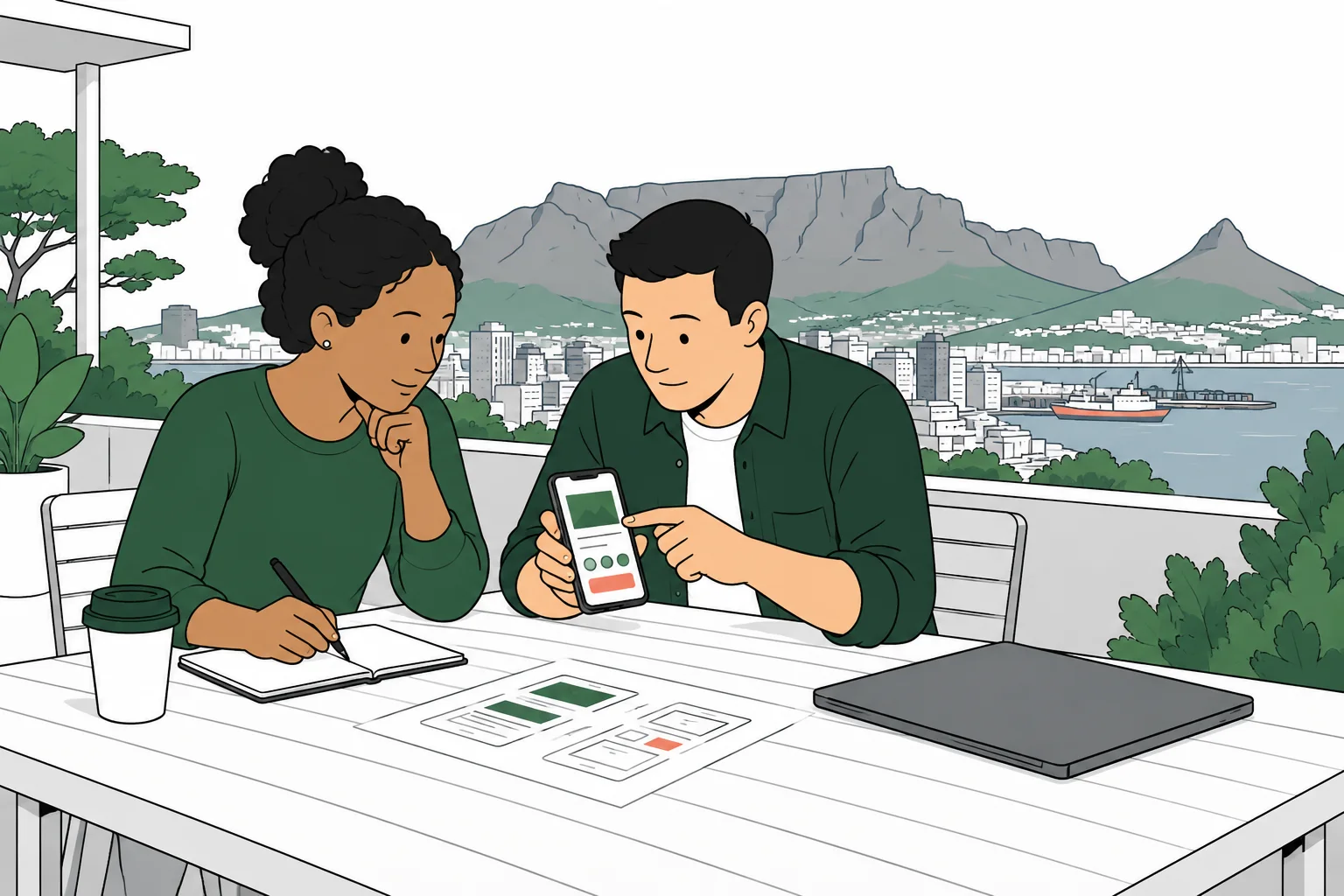 Cape Town skyline with software collaborators