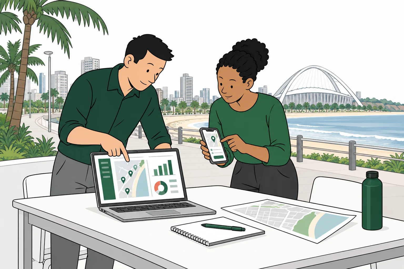 Durban skyline with software collaborators