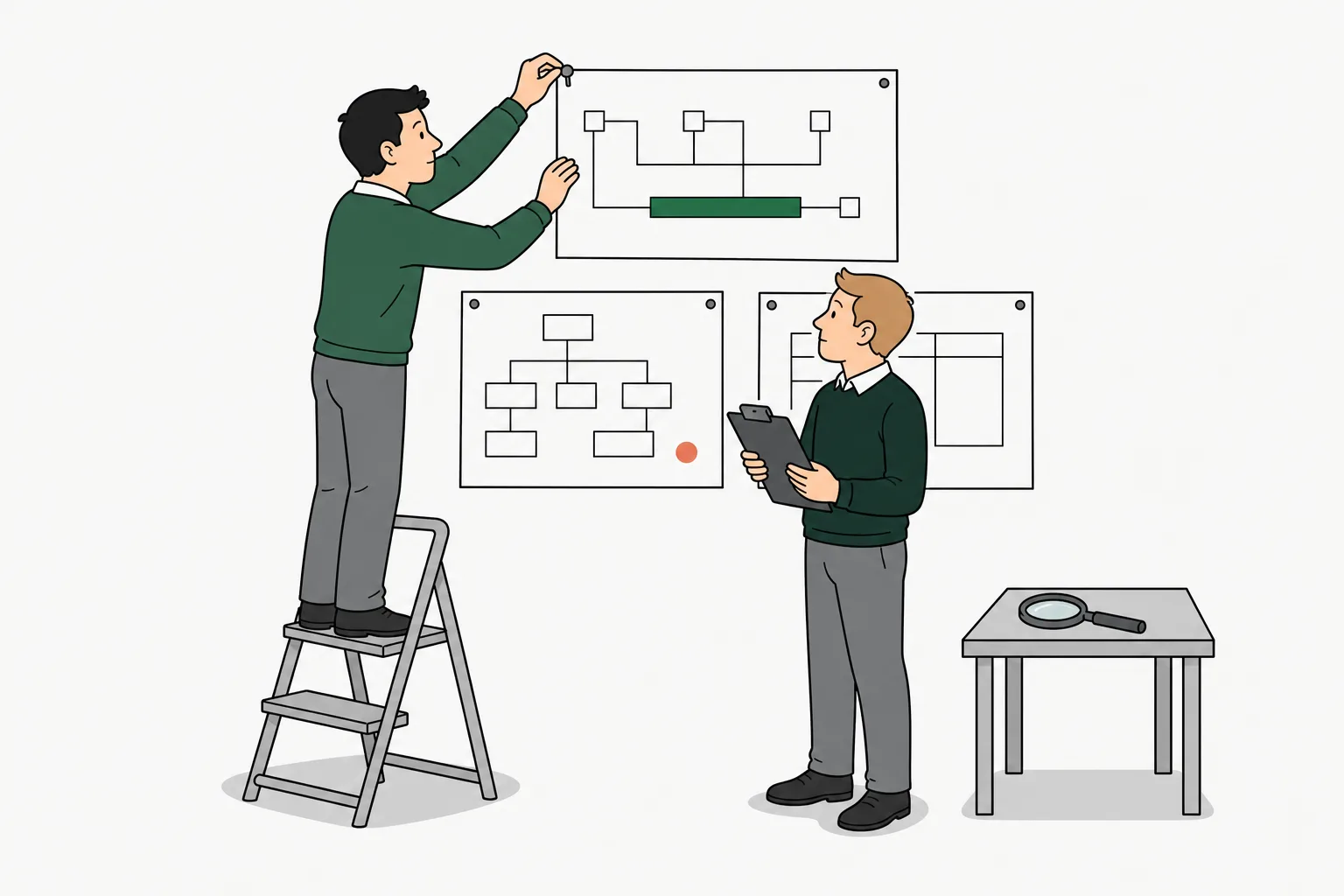 Engineers studying practical software architecture and performance findings